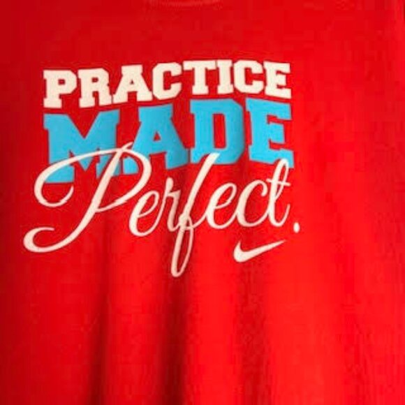 Nike Women’s Dri-Fit Cotton Tee Red Practice Made Perfect T-Shirt XL - Picture 4 of 9